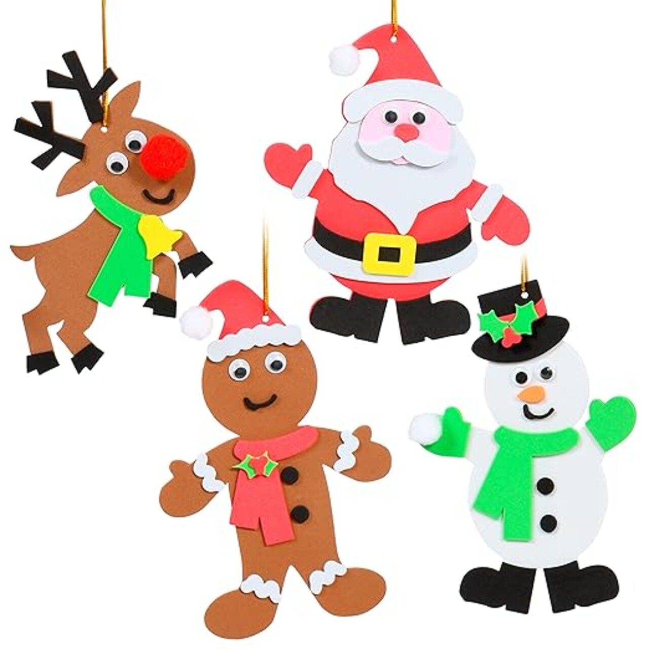 Christmas Crafts - Create Your Own Christmas Characters - Set of 4 - Magnets and Christmas Tree Decorations
